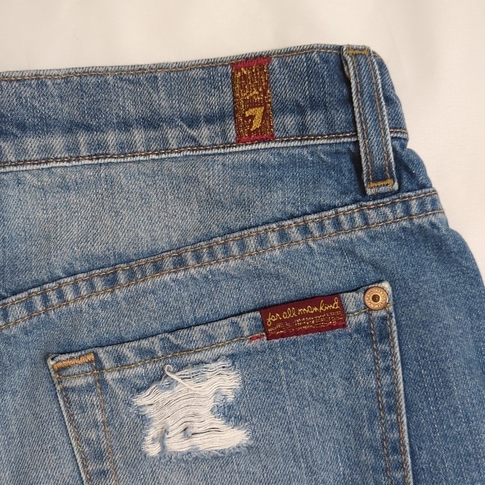 7 for All Mankind Distressed Denim Shorts, Color Blue Size 25 - Picture 11 of 15